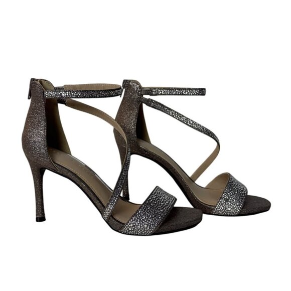 Kelly & Katie Womens Glittery Strappy High Heel Sandals With Back Zipper - Picture 7 of 8